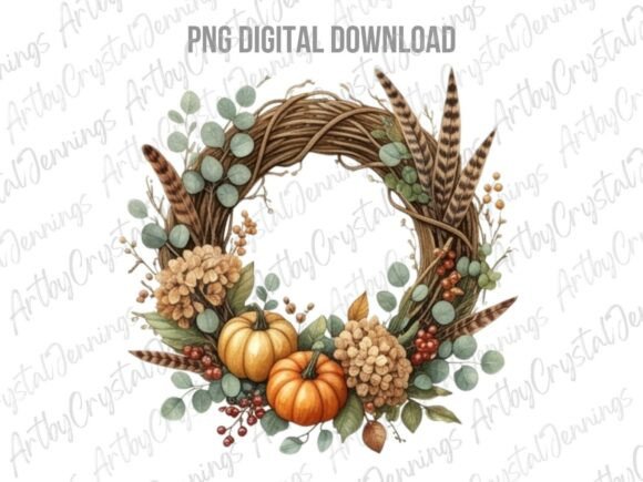 Download Fall Pumpkin Autumn Wreath Clipart PNG - Autumn wreath Collection
