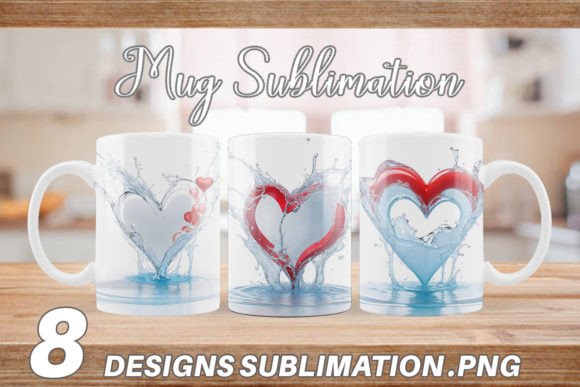 Download Mug 3D Splash Water Love Heart - Splash water Collection